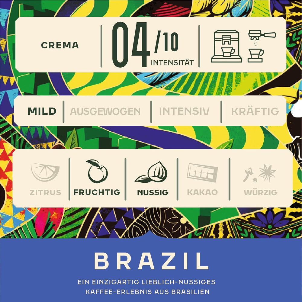 Jacobs Kaffeebohnen Origins Brazil, mild-nussiger Geschmack aus Brasilien, geröstet in Bremen, Intensität 4/10, Kaffee ganze Bohnen, 1 kg