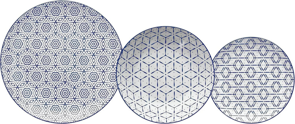 Downtown Tellerservice Für 6 Personen, 18 Stück, Porzellan, Weiß Und Blau Seturi vesela masa Naty Shop Default Title