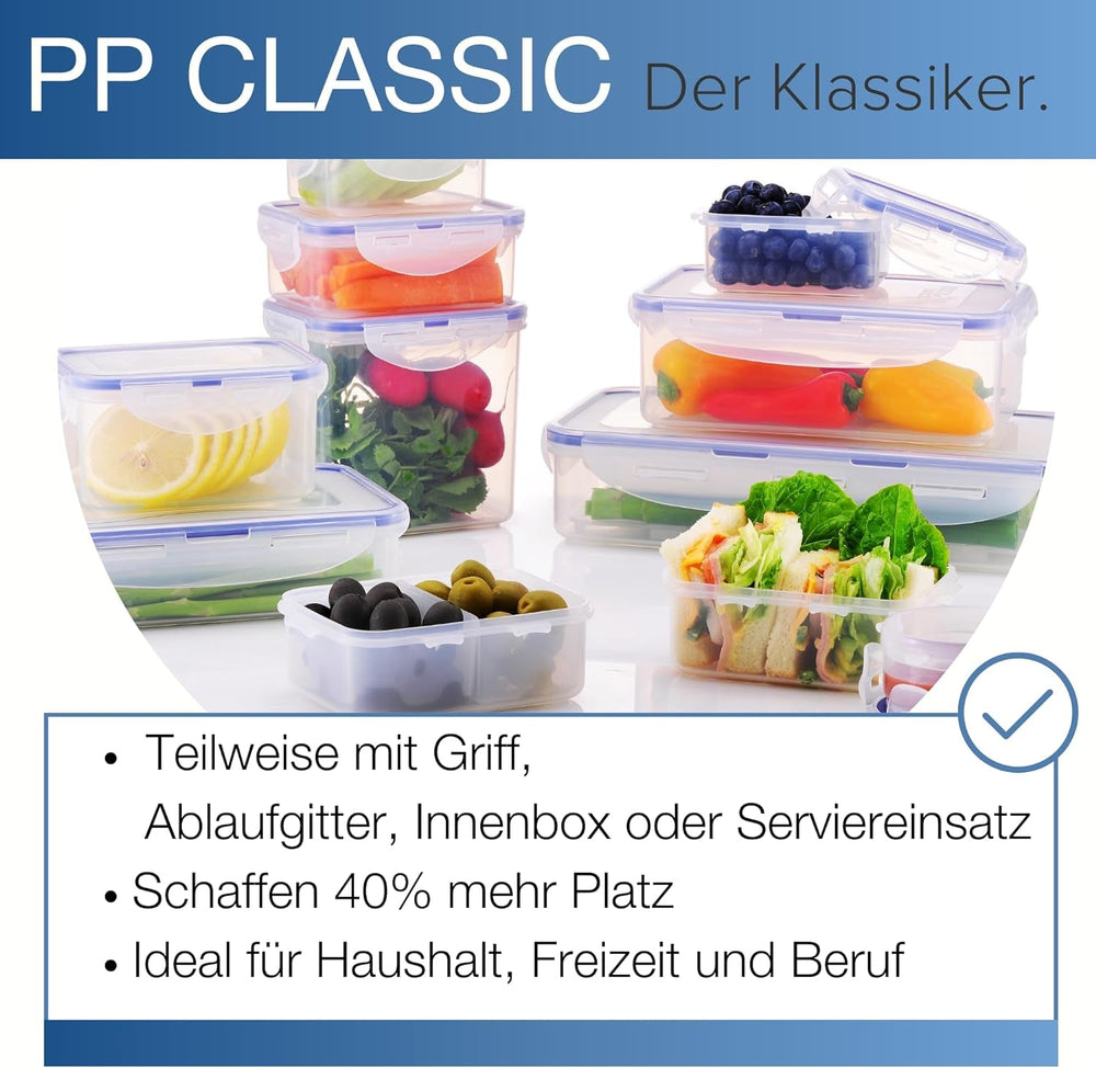 LocknLock PP Classic set borcan pentru depozitarea alimentelor 5pcs | 180ml, 350ml, 600ml, 870ml, 3.6L | 100% etanș la aer și apă | fără BPA | organizator pentru congelator și frigider | sigur pentru mașină de spălat vase și microunde Cutii depozitare alimente Naty Shop