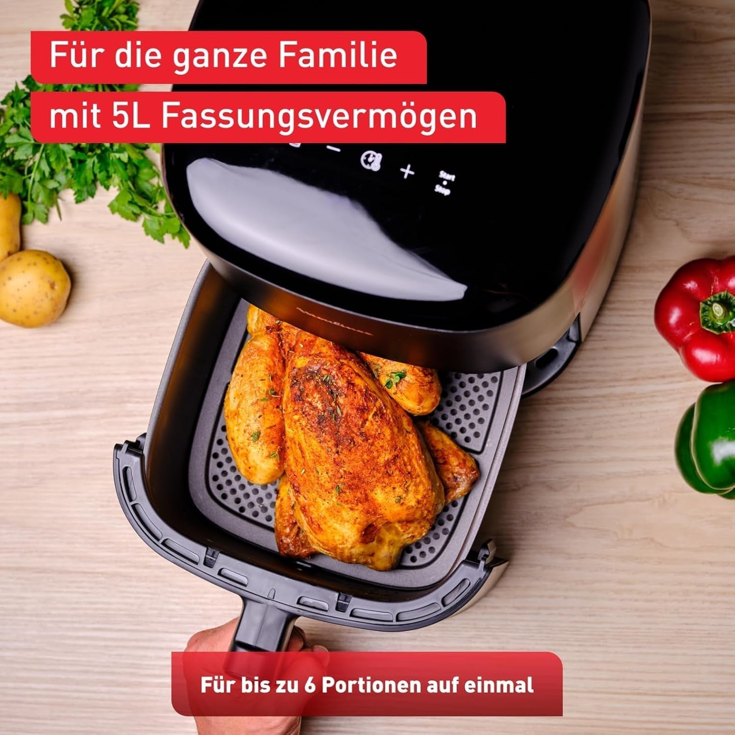 Tefal Easy Fry Max EY2458, 5 litrów, frytownica na gorące powietrze, 10 automatycznych programów gotowania, cyfrowy ekran dotykowy