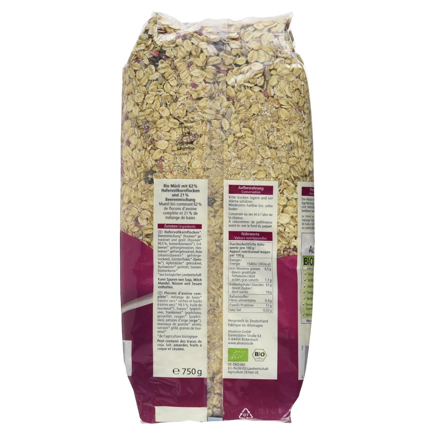 Organiczne musli z owocami leśnymi, 750g