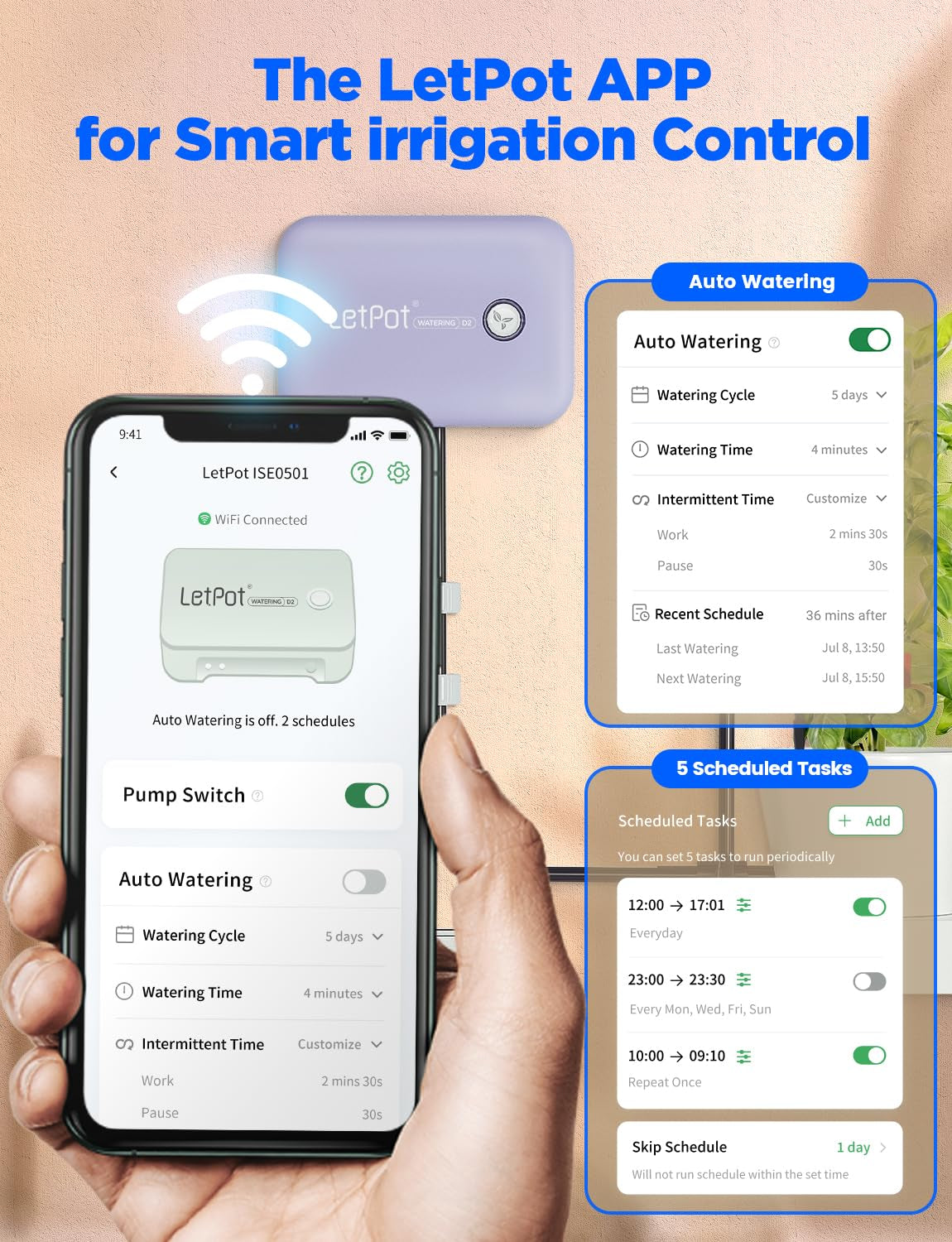 Sistem automat de udare WiFi pentru interior, sistem de udare cu telecomandă prin aplicație pentru 10 plante în ghiveci, kit automat de irigare prin picurare, udarea plantelor de apartament (gri) (gri, Gen-3)