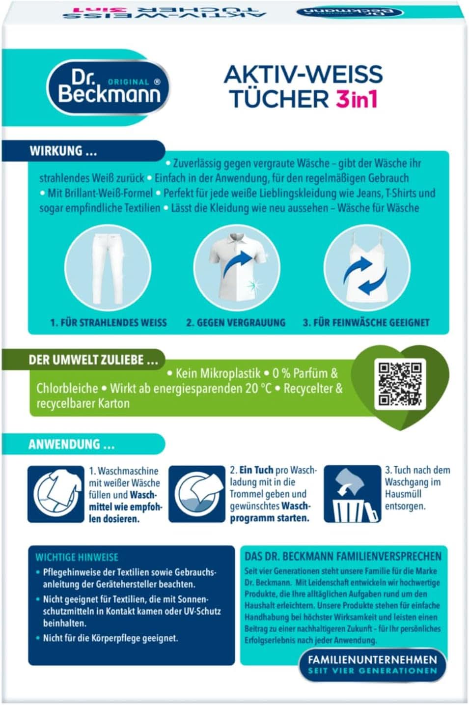 Șervețele Dr. Beckmann Fest, Active-White, 15 șervețele Detergenti Rufe Naty Shop