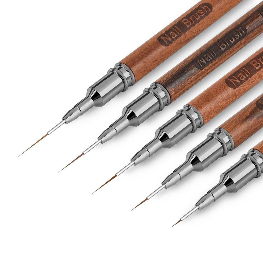 Pensule pentru unghii, 5 bucăți de pensule pentru conturul unghiilor, set de pensule pentru pictură și design, instrument de desen pentru puncte de unghii pentru linii lungi, detalii subțiri, desen fin în dimensiuni 6/9/12/15/18 mm, negru