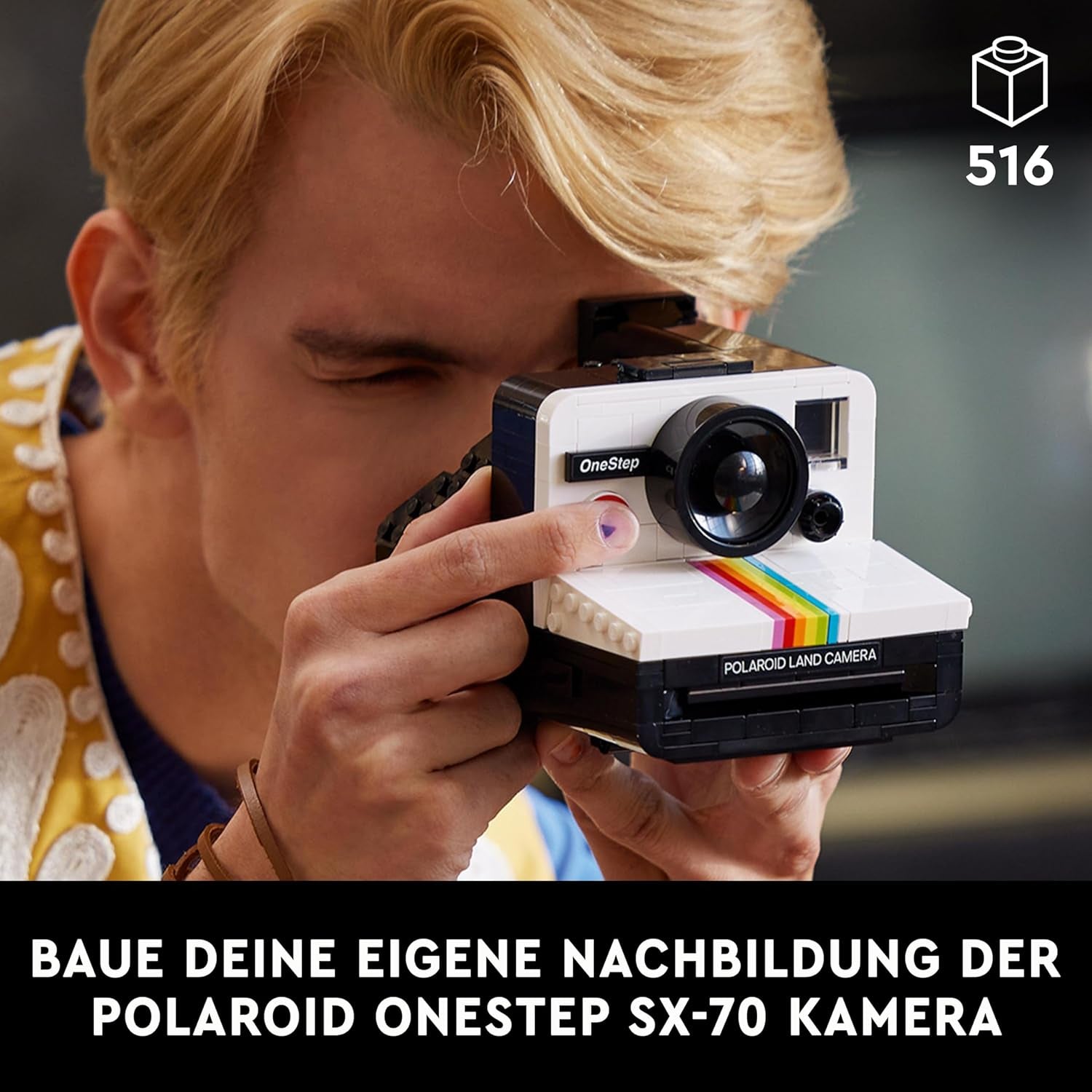LEGO Ideas Zestaw aparatu Polaroid Onestep SX-70 dla dorosłych, kolekcjonerski z autentycznymi szczegółami, aktywność twórcza, prezenty fotograficzne dla kobiet, mężczyzn, dla niego, dla niej i nastolatków 21345 Zestawy do budowania Besuche den LEGO-Store