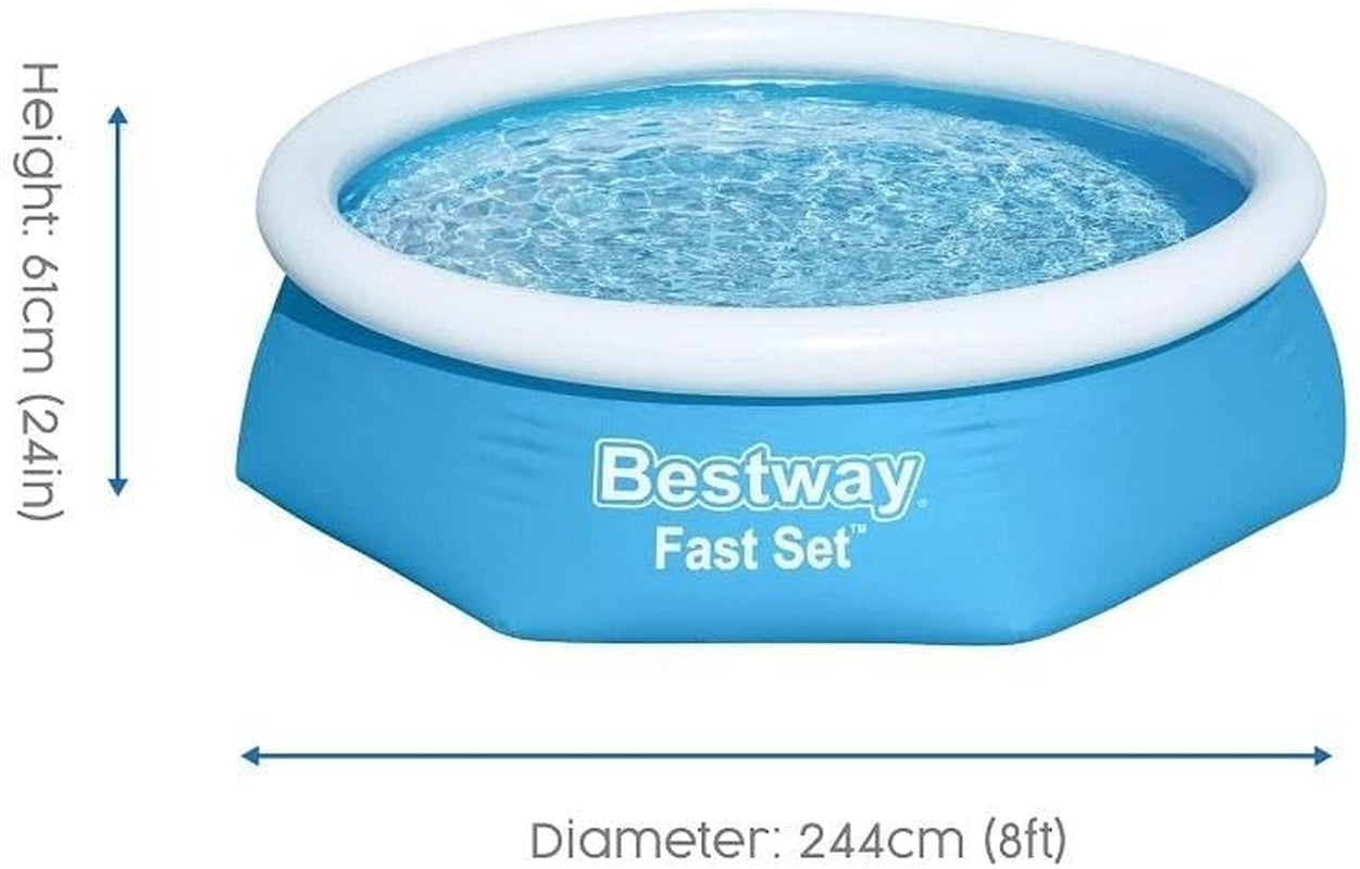 Piscină supraterană Bestway Fast Set fără pompă, Ø 244 x 61 cm, albastră, rotundă, 57448, 244 x 61 cm fără accesorii