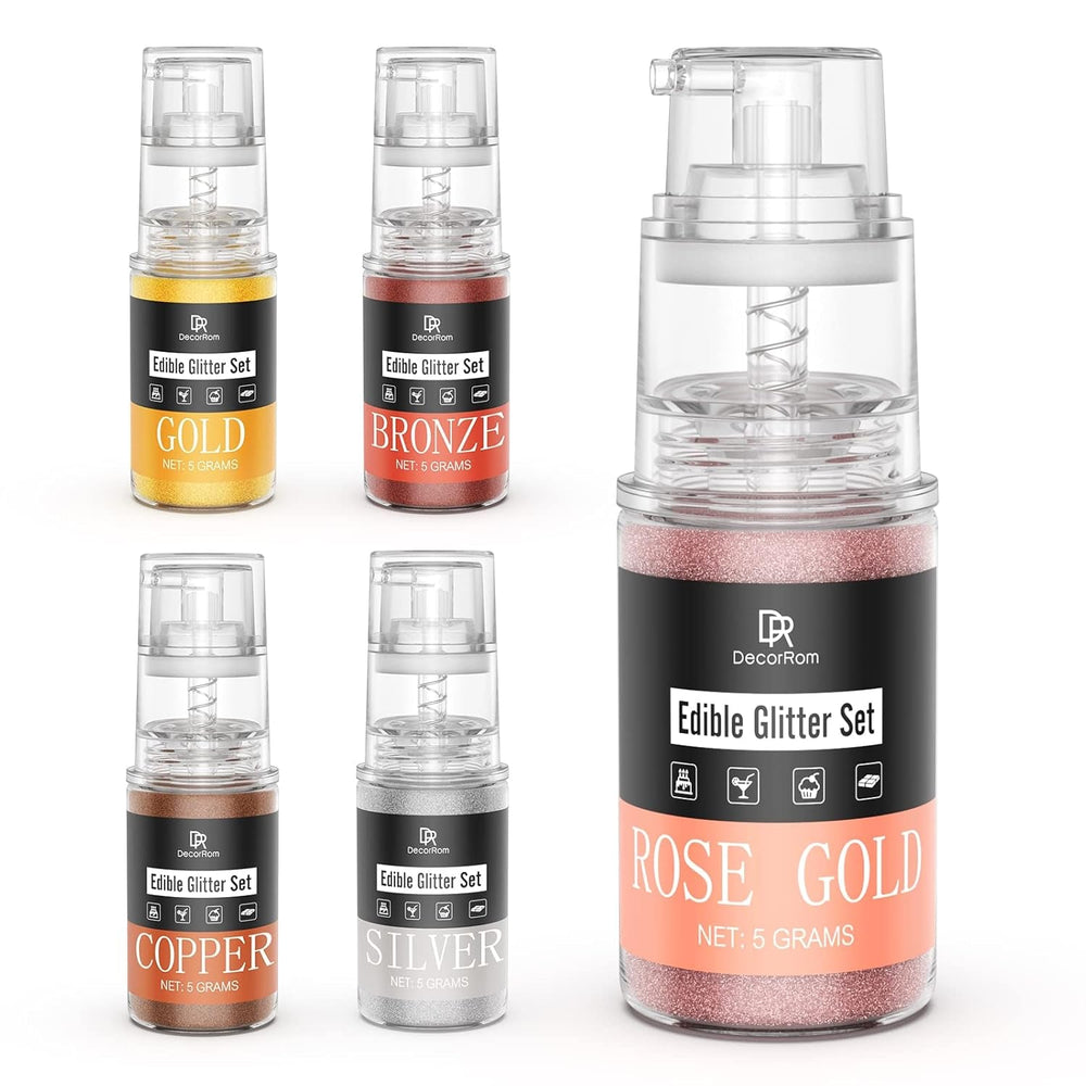 DecoRom, glitter comestibil, praf, 10 grame Glitter Naty Shop Set 5 culori