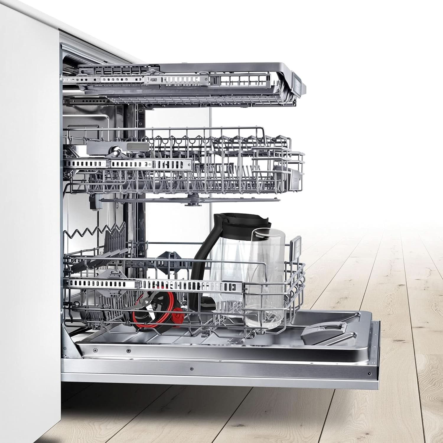 Mikser stojący Bosch Vitapower Serie 4 MMB6382M, Edelstahl-Klingen Made in Germany, 1,5 l Thermosafe Glasbehälter, Stopfer, Sicherheitsdeckel, Spülmaschinengeeignete Teile, 30 000 U/Min, 1200 W, Edelstahl Kitchen Naty Shop