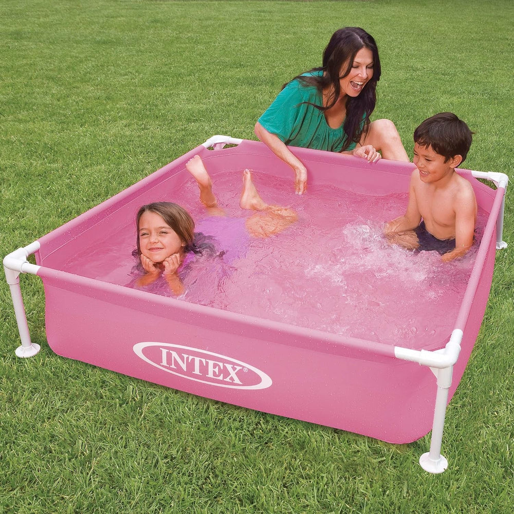 Intex 57172NP - Różowy mini basen z ramą, stal i PCV, różowy, 122x122x30 cm