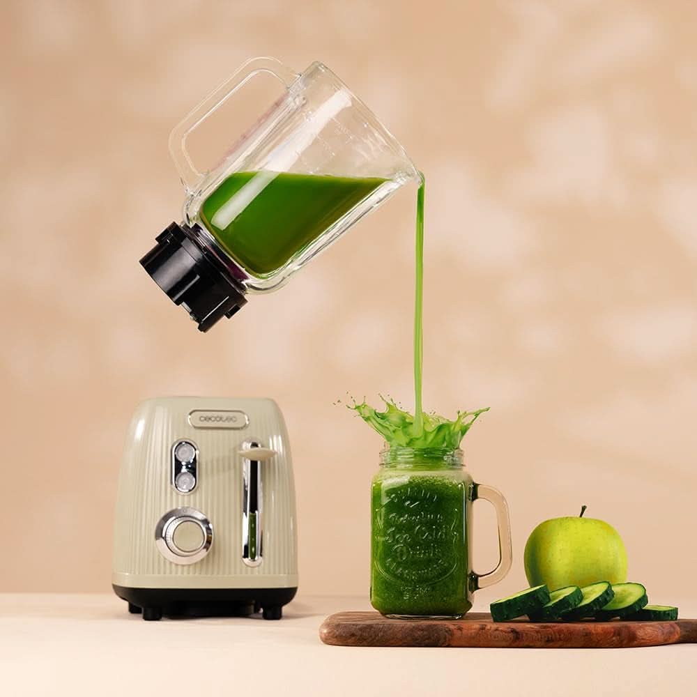 Mikser stojący Cecotec Retro Power Czarny Tytan Retrozielony. 1200 W Maximale Leistung, 2 Geschwindigkeiten, 4-Klingen-Messer Mit Schwarzer Titanbeschichtung Und 1,5L Krug, Vintage-Design w Grün Kitchen Naty Shop