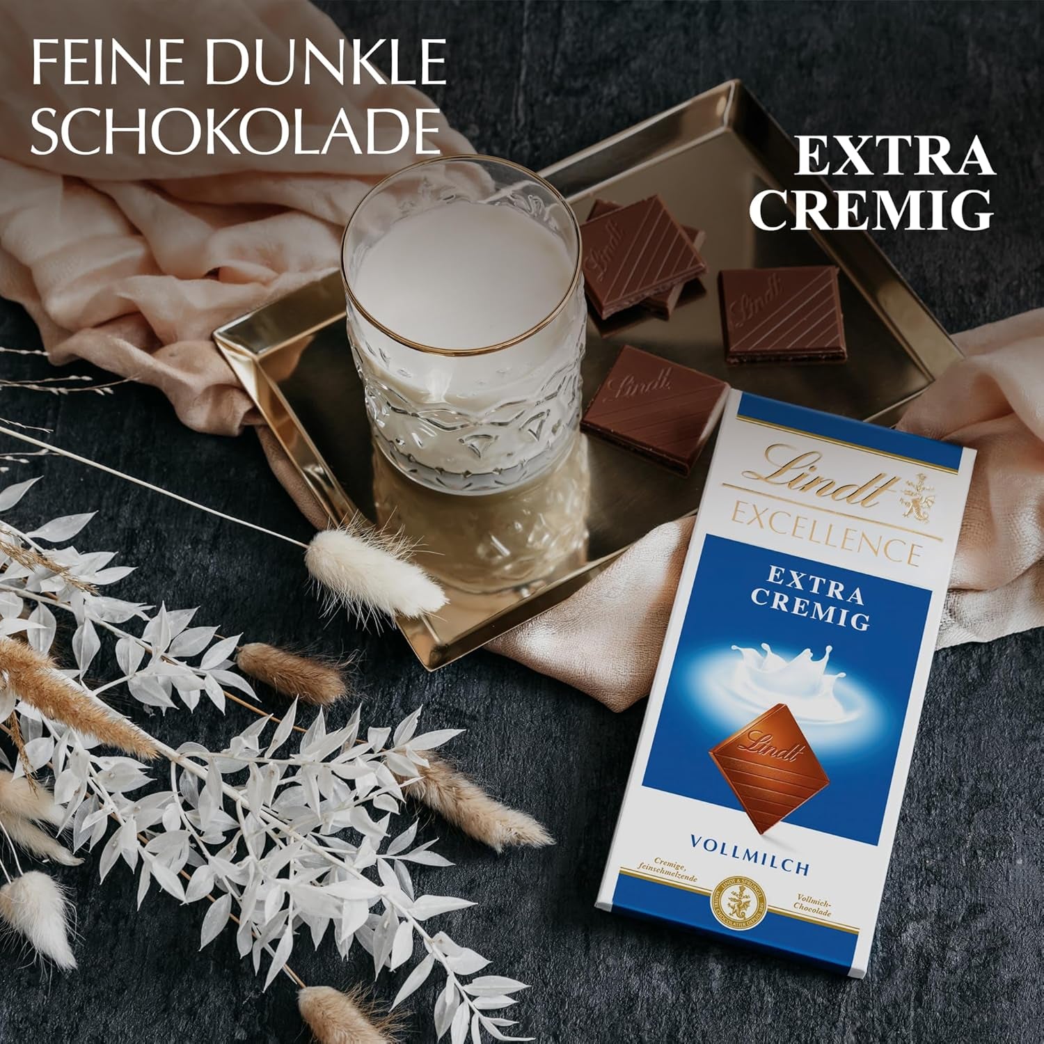 Lindt EXCELLENCE Ekstra kremowa czekolada mleczna | Batonik 100g | Wyśmienita, mleczna czekolada premium o kremowym, mlecznym smaku | Intensywny i trwały aromat | Czekoladowy prezent