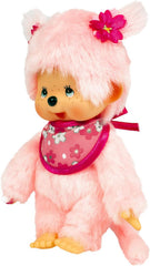 Bandai – Monchhichi Pinky Sakura Rose – Ikonisches Affenkuscheltier der 80er Jahre – Superweiches Kuscheltier 20 cm für Kinder – Spielzeug für Kinder ab 2 Jahren – 24289