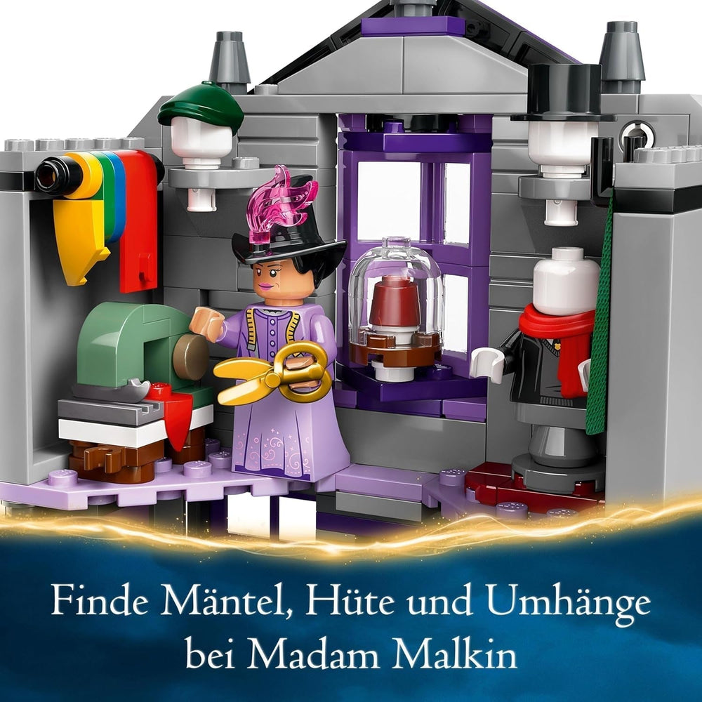 LEGO Harry Potter Ollivanders i kostiumy Madam Malkin, Krainy Ulicy Pokątnej, Zestaw dla dzieci, Zabawki czarodziejskie, Fantazyjne prezenty dla dziewcząt, chłopców i fanów od 8 lat 76439 Zestawy do budowania Besuche w sklepie LEGO