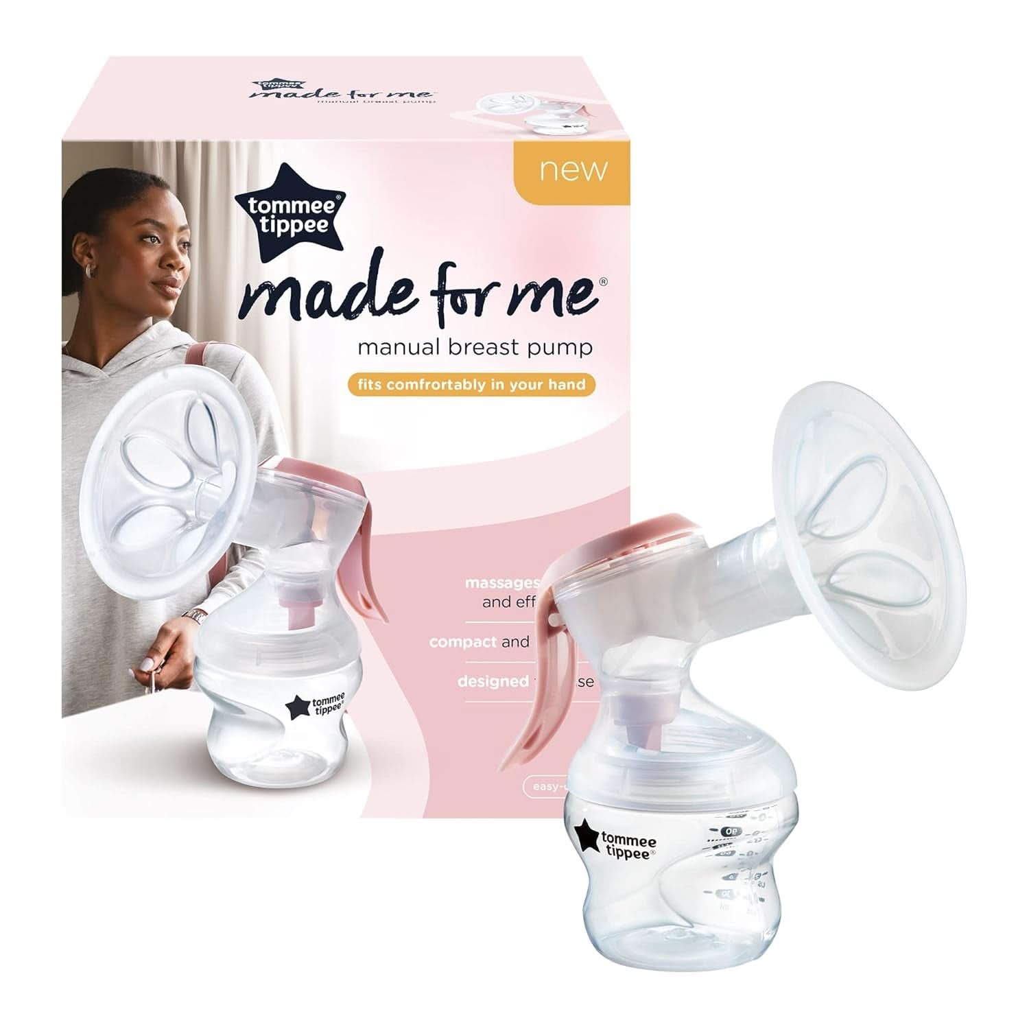 Tommee Tippee Made for Me Manuelle Einzel-Milchpumpe, Starke Saugkraft, Ergonomischer Griff, Tragbare Und Leise Milchpumpe, Samt Babyflasche Akcesoria Żywność i karmienie piersią Sklep Bebe Naty