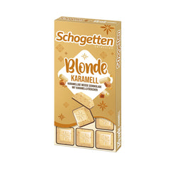 Schogetten Blond Karmel | Karmel z białą czekoladą i kawałkami karmelu | Tabliczka czekolady 100g | Wygodnie porcjowane
