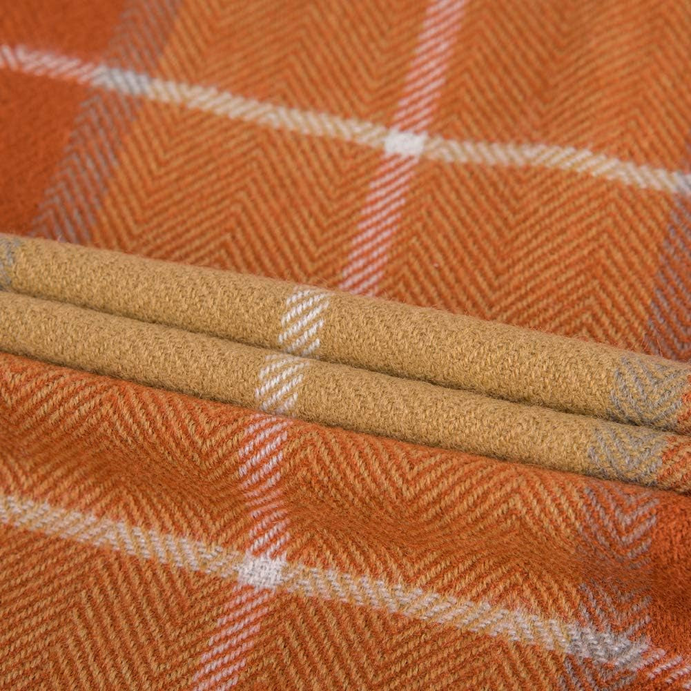 G Lake Orange Plaid Blanket Throw Acrylic Soft Reversible Coloured Fringed Bedspread Gift For Christmas Decorations 127 Cm W X 170.2 Cm L-Pumpkin Orange Paturi si Cuverturi G Lake