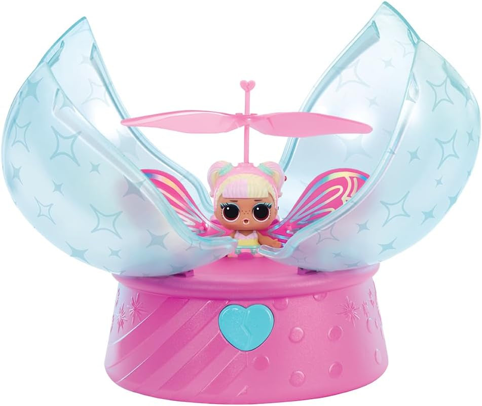 LOL Surprise! Magic Flyers Fairies Tots - Flower Child - Include 1 păpușă și 1 baghetă magică, într-un pachet în formă de floare, 2 de colecționat, Rose