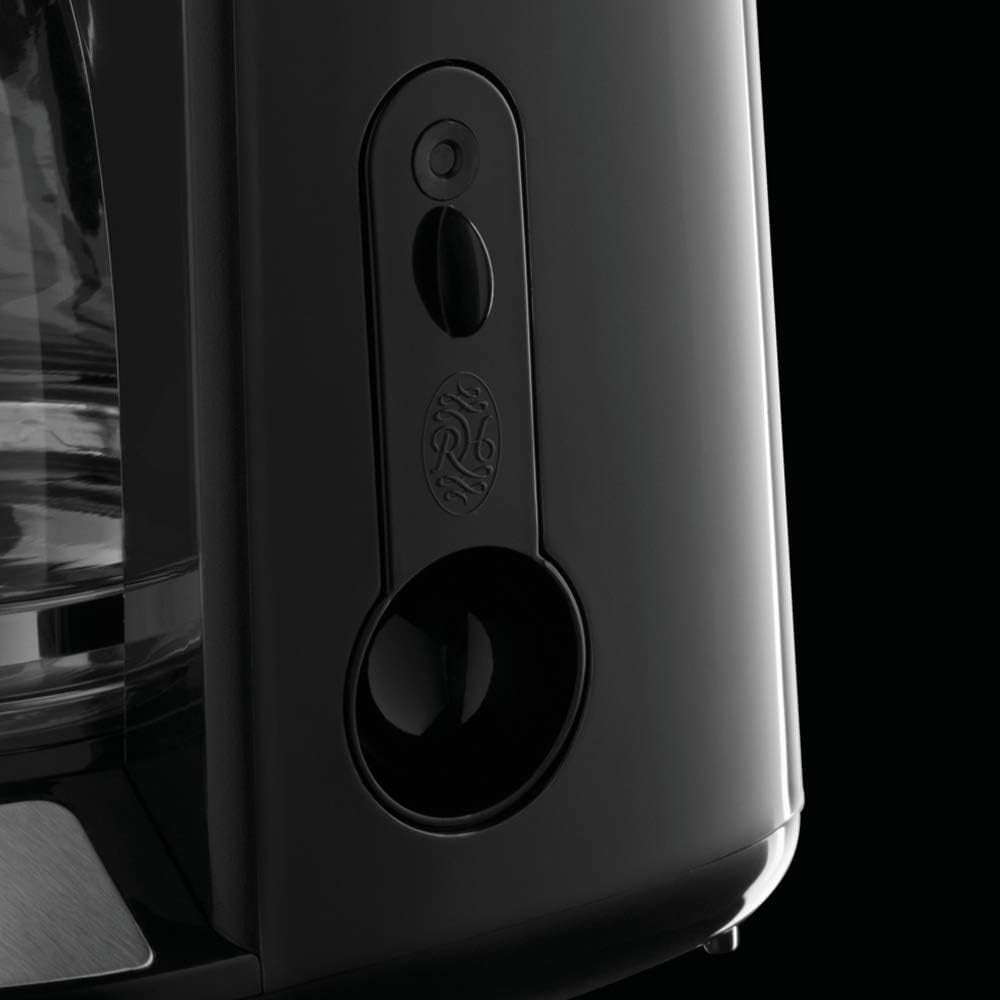 Cafetieră Russell Hobbs [Temporizator digital, Cap de duș pentru extracție și aromă optime] Colours+ Creme (1 până la 10 cești, carafă de sticlă de 1,25 l, placă de încălzire, 1100 W) Cafetieră cu filtru 24033-56