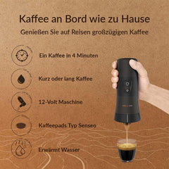 Handpresso - Handcoffee Auto 21000 | Espressor auto de 12V - Espressor de 12 volți pentru mașini | Espressor Senseo Pad pentru mașini - Espressor de călătorie de 12V | Espressor de 12 volți pentru autorulote