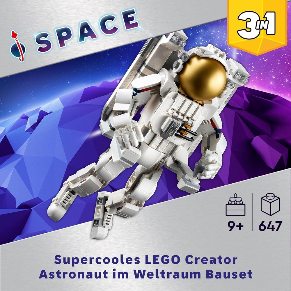 LEGO Creator 3 w 1 zabawka astronauta kosmiczna, model psa i statku kosmicznego dla dzieci, dekoracje do przedszkola, kreatywny prezent dla chłopców i dziewcząt w wieku 9 lat 31152 Zestawy do budowania Besuche w sklepie LEGO