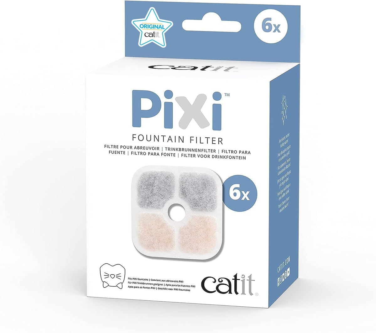 Catit 43722 Pixi Ersatzfilter, Trinkbrunnenfilter dla Catit Pixi Trinbrunnen, 6er Pack, Weiß