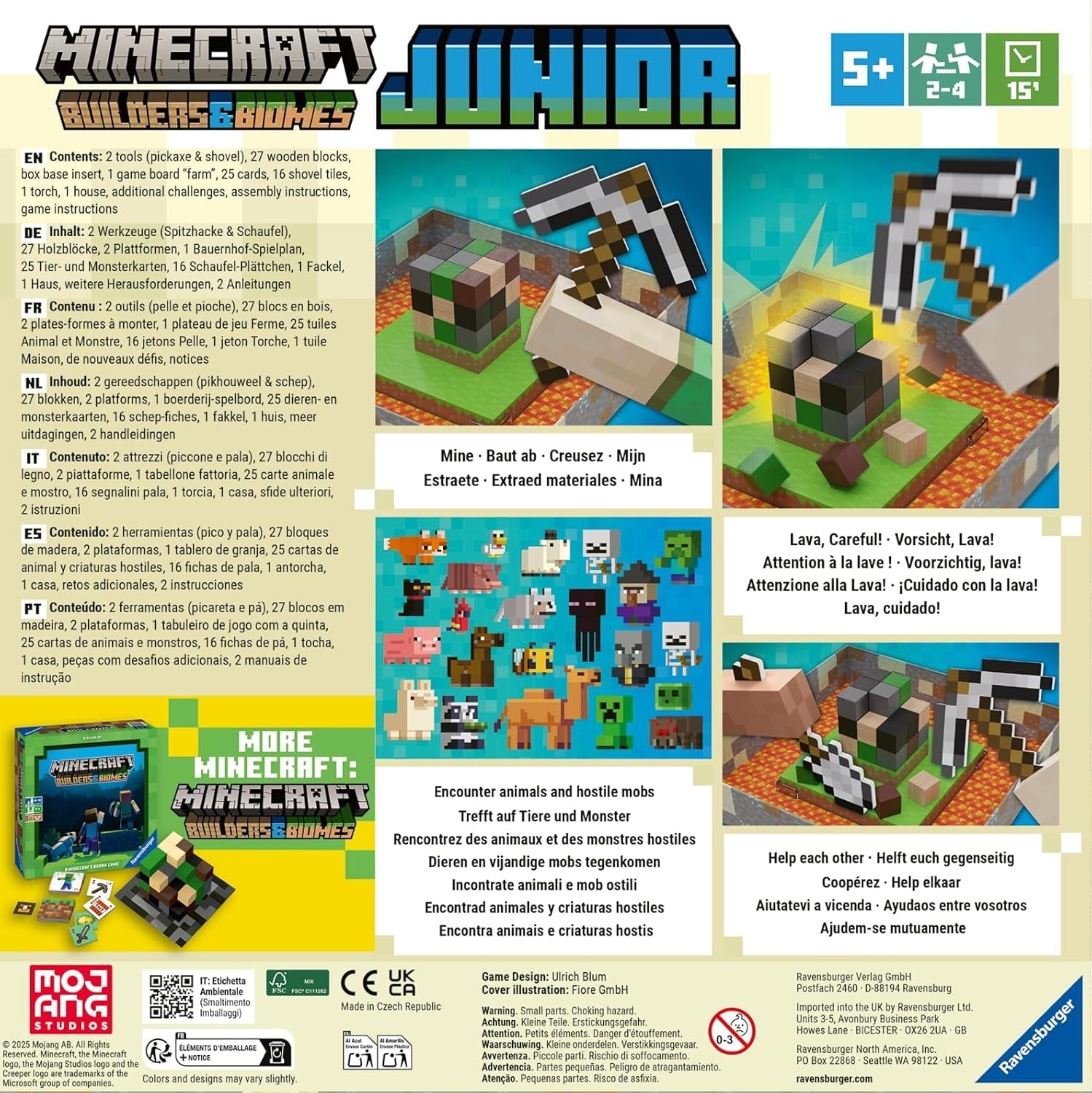 Ravensburger 24615 Minecraft Builders & Biomes Junior - Joc cooperativ pentru copii de la 5 ani în sus, pentru 2-4 jucători