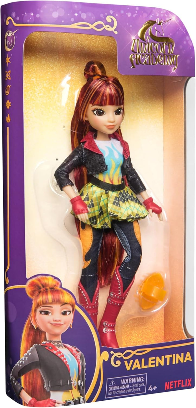 Păpușa Valentina de la Unicorn Academy - păpușa originală din popularul serial Netflix, cu o înălțime de 24 cm și 5 accesorii pentru jocuri de rol imaginative, pentru copii cu vârsta de 4 ani și peste