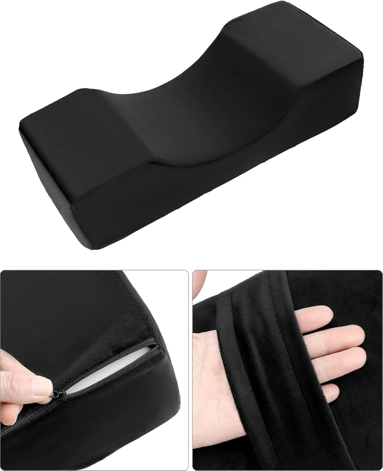 QWORK® Pernă pentru gene, pernă de machiaj de frumusețe în formă de U, pernă ergonomică pentru gene pentru alungire, pernă pentru gene din spumă de memorie pentru uz casnic în salonul de frumusețe (negru) Perne ortopedice cervicale Naty Shop