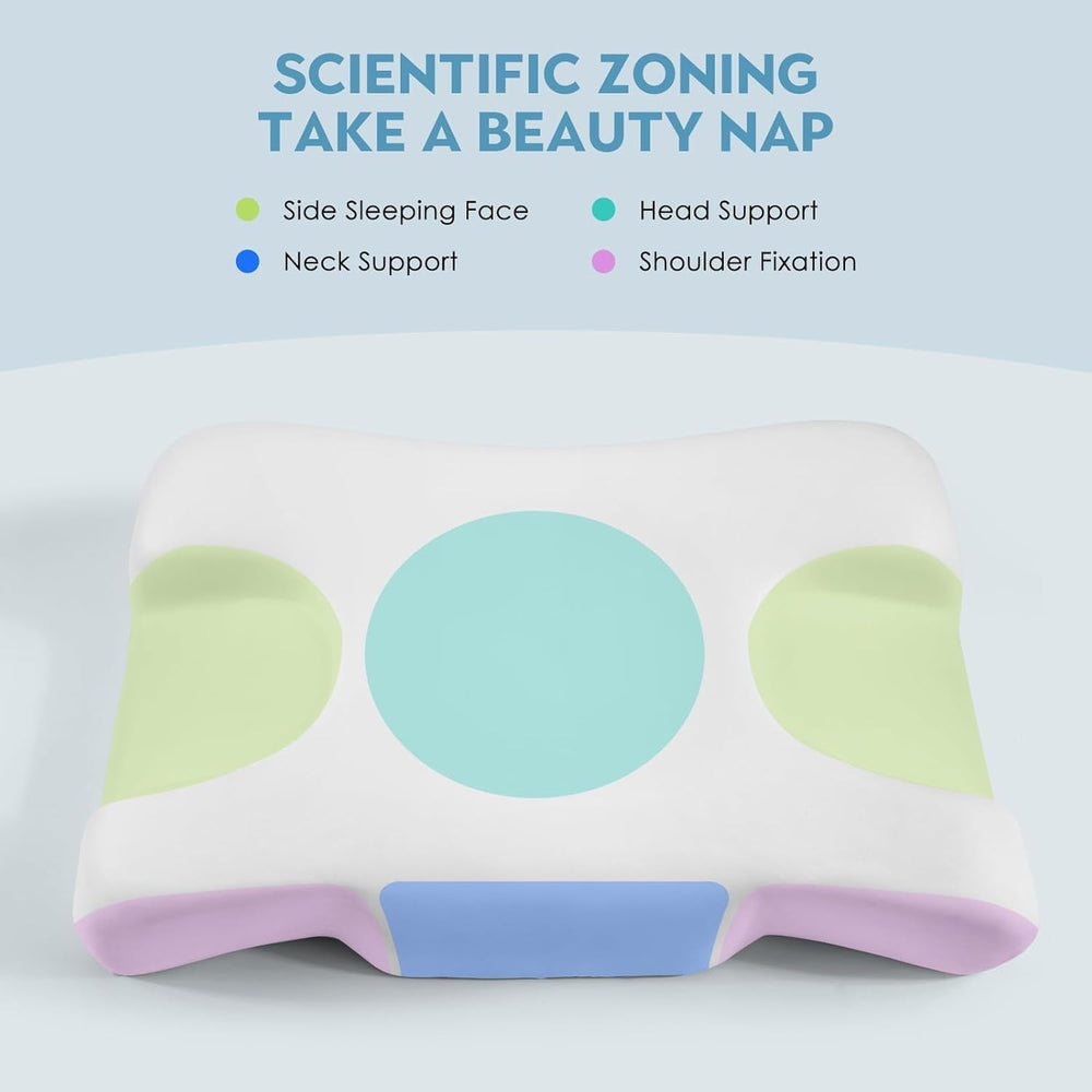 Royalisneeo Pernă de frumusețe pentru spate, stomac și dureri laterale Pernă pentru dureri de gât și umăr, pernă din spumă de memorie pentru anti-rid și anti-îmbătrânire, albastru (standard) Perne ortopedice cervicale Naty Shop