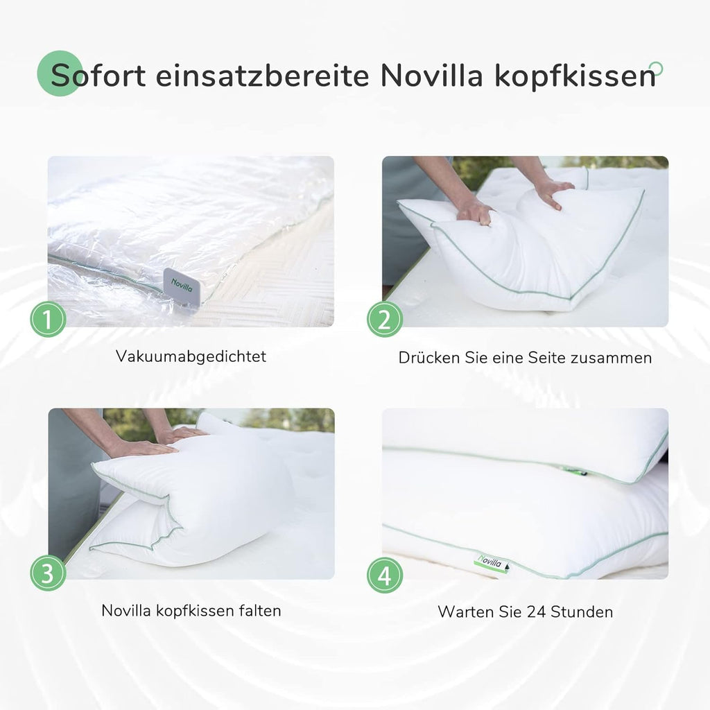 Novilla Pillow 65X65 Set de 2, 2800G (1400Gx2) Pernă reglabilă în înălțime Pernă pătrată de dormit Pernă albă de pat cu zip față de pernă lavabilă Perne standard Naty Shop