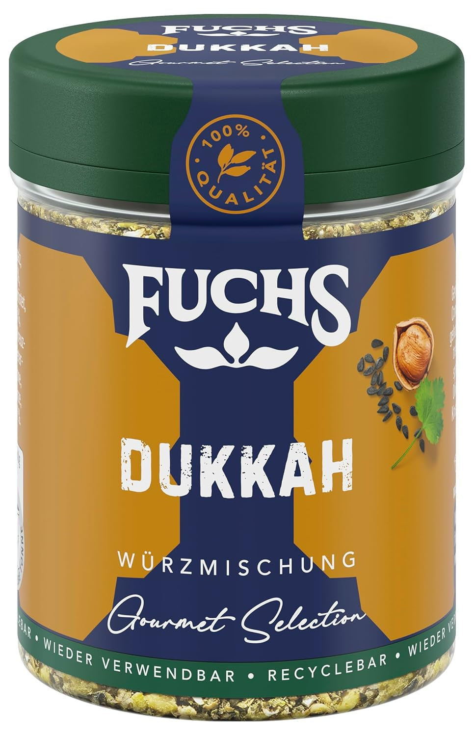 Fuchs Gewürze Gourmet Selection Naher Osten-Afrika – Dukkah Gewürzmischung, nachfüllbarer Gewürz Mix, zum Verfeinern von Fisch und Lamm, wegańskie, 50 g