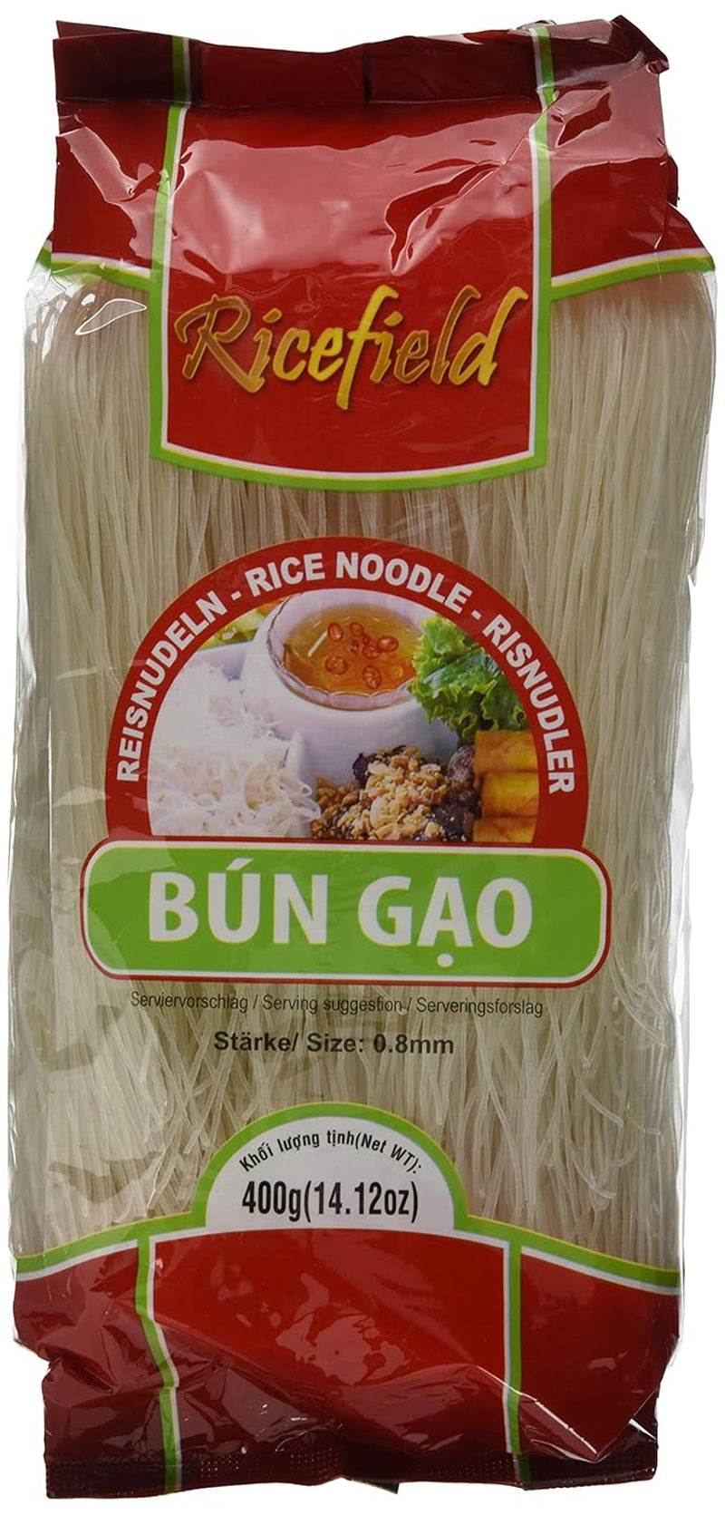 Ricefield Vermicelli 0,8 mm Bun Gao, 6 sztuk (6 x 400 g)
