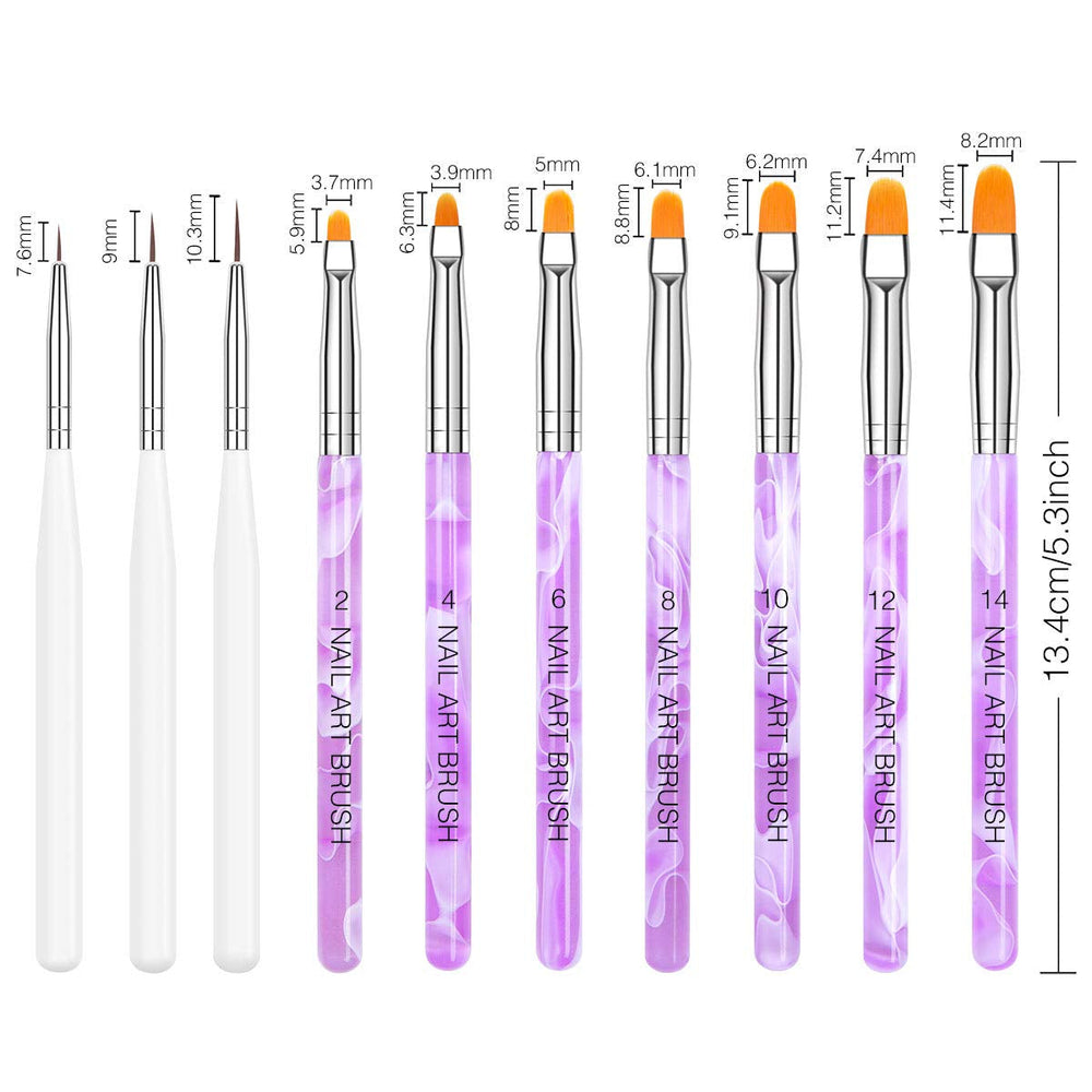 Nagel Pinsel Set, 10-Teilig Gelnägel Pinsel Nagellackstift Acrylpinsel Für UV Gel Nägel Acrylfingernägel Nailart Maniküre Nageldesign Zubehör