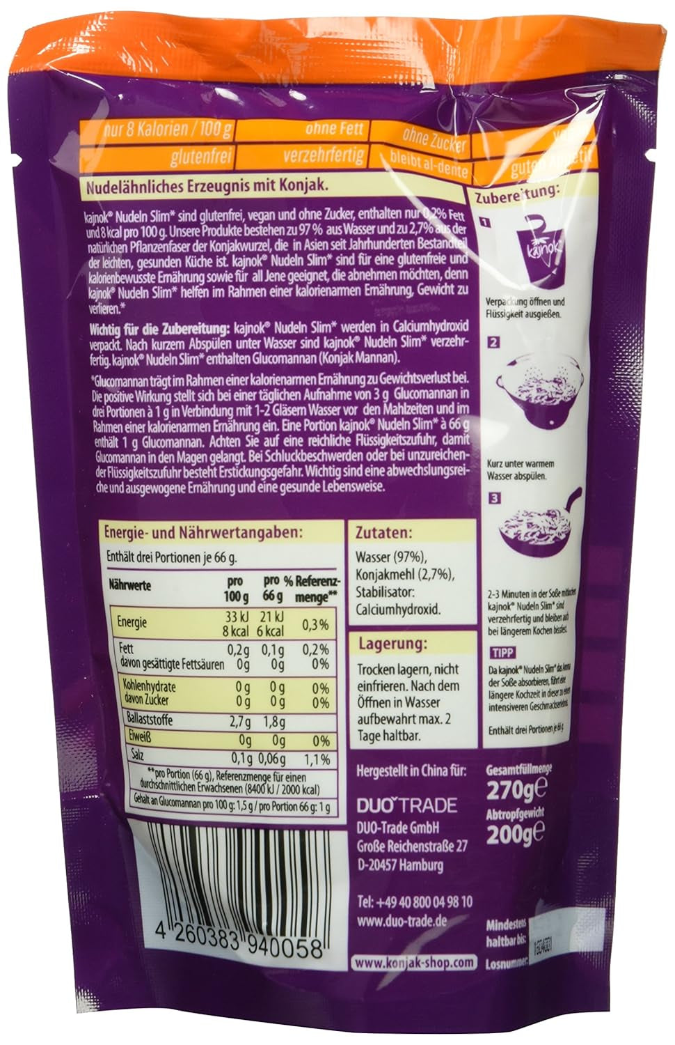 Makaron cienki 10 x 270g, waga po odsączeniu 200g