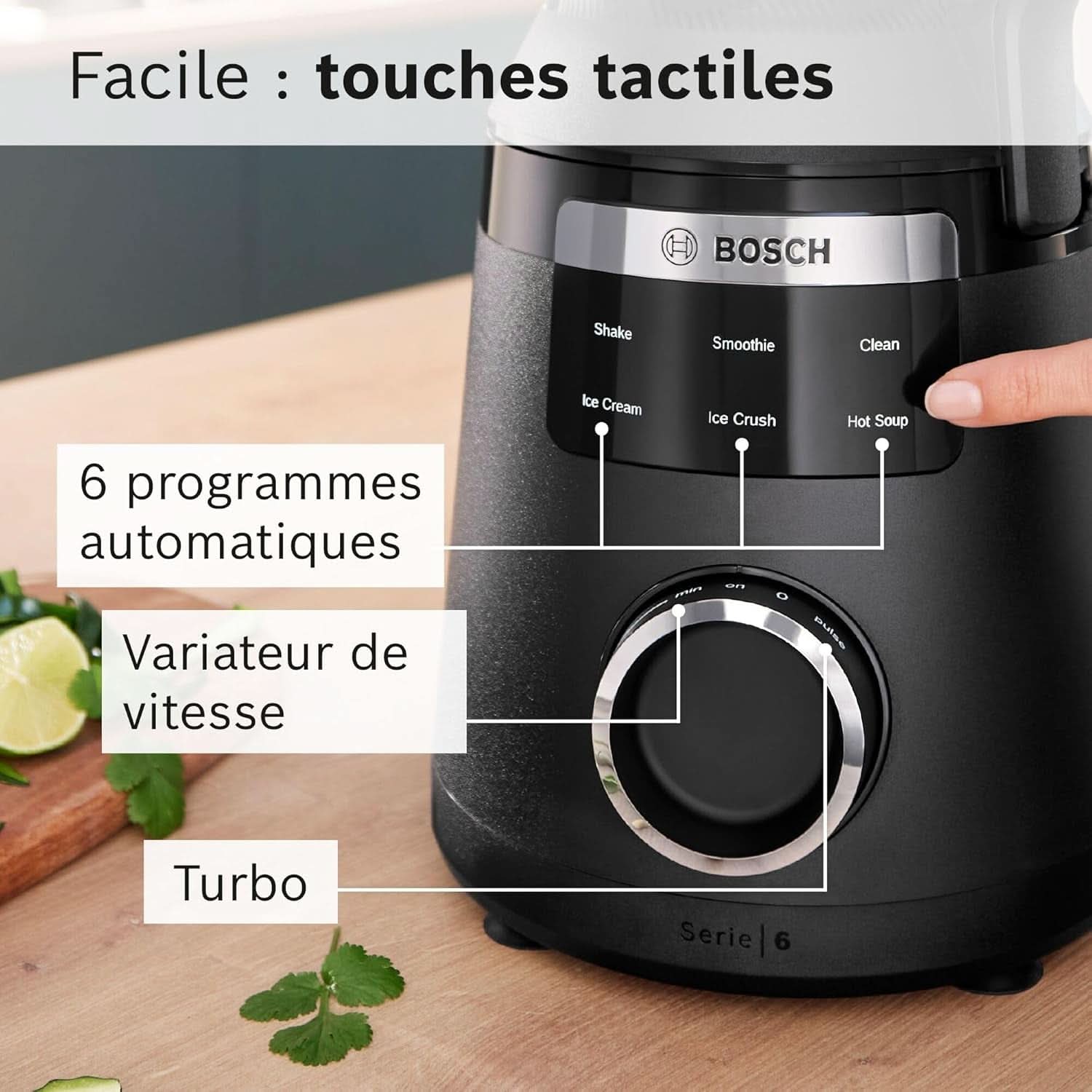 Mikser stojący Vitapower, seria 6, 1800 W, 6 programów, Prospeed Klingen, Tritan™-Krug, Schwarz, MMB6652B Kitchen Naty Shop