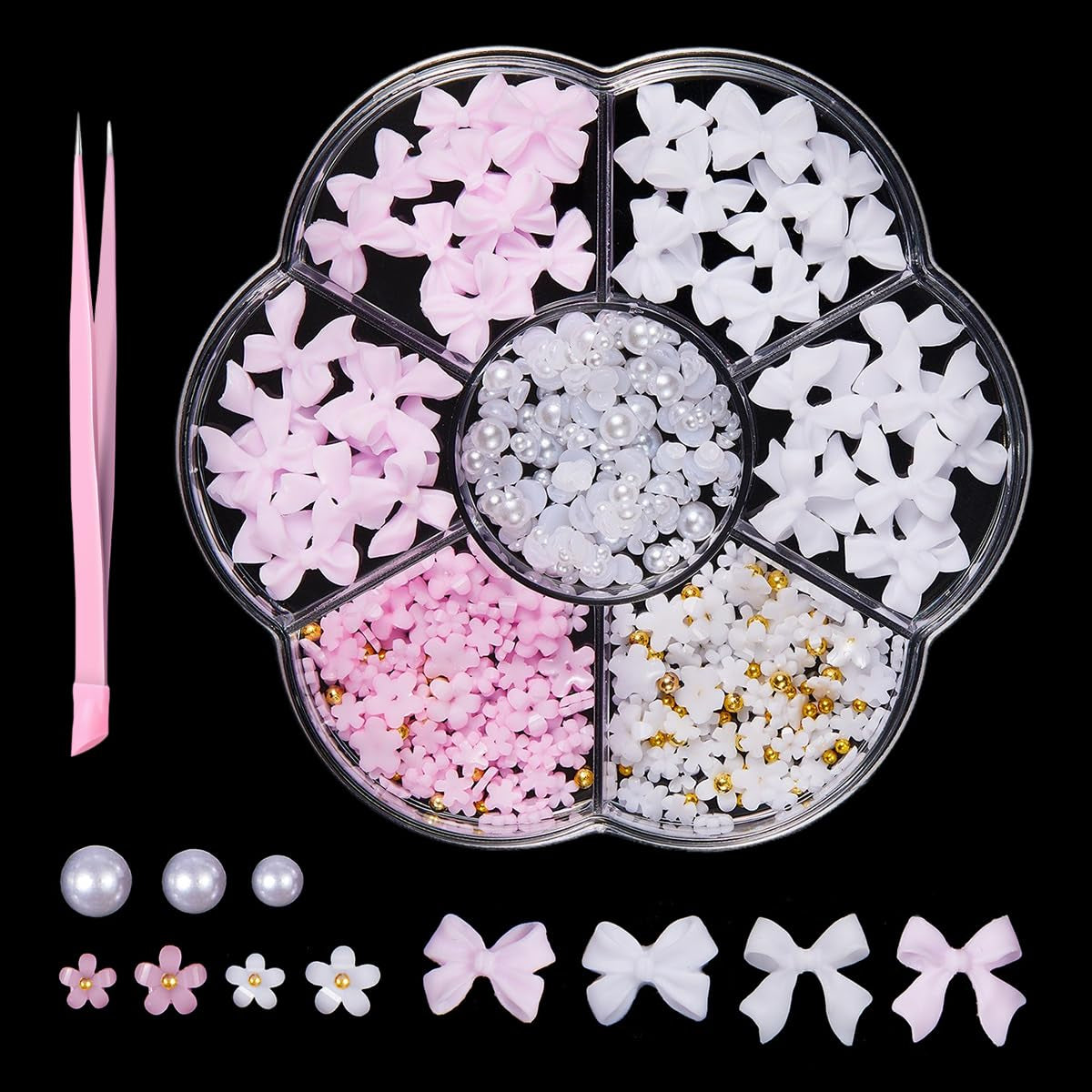 GZMAYUEN 920Pcs Gold Silber Flatback Perlen Für Nägel, Halbrunde Weiße Beige Nail Perlen, Kleine Halbrunde Flatback Perlen Für DIY Nail Art Decor