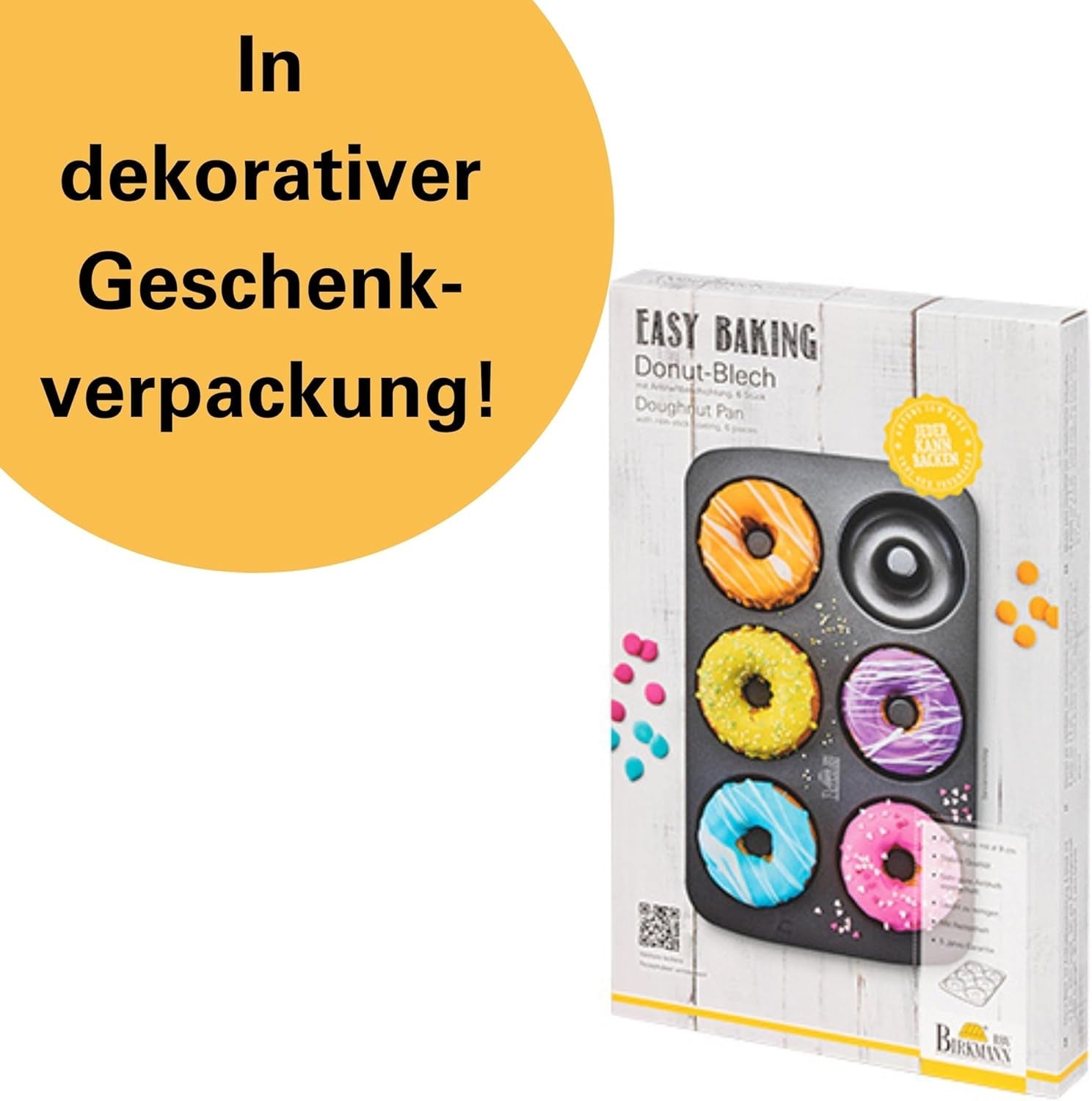 Birkmann, Easy Baking, Donutblech, Backform Für 6 Donuts, Mit Hochwertiger Antihaftbeschichtung, Ø 9 Cm, Mit Rezept, 881631 Formy i blachy do pieczenia Naty Shop
