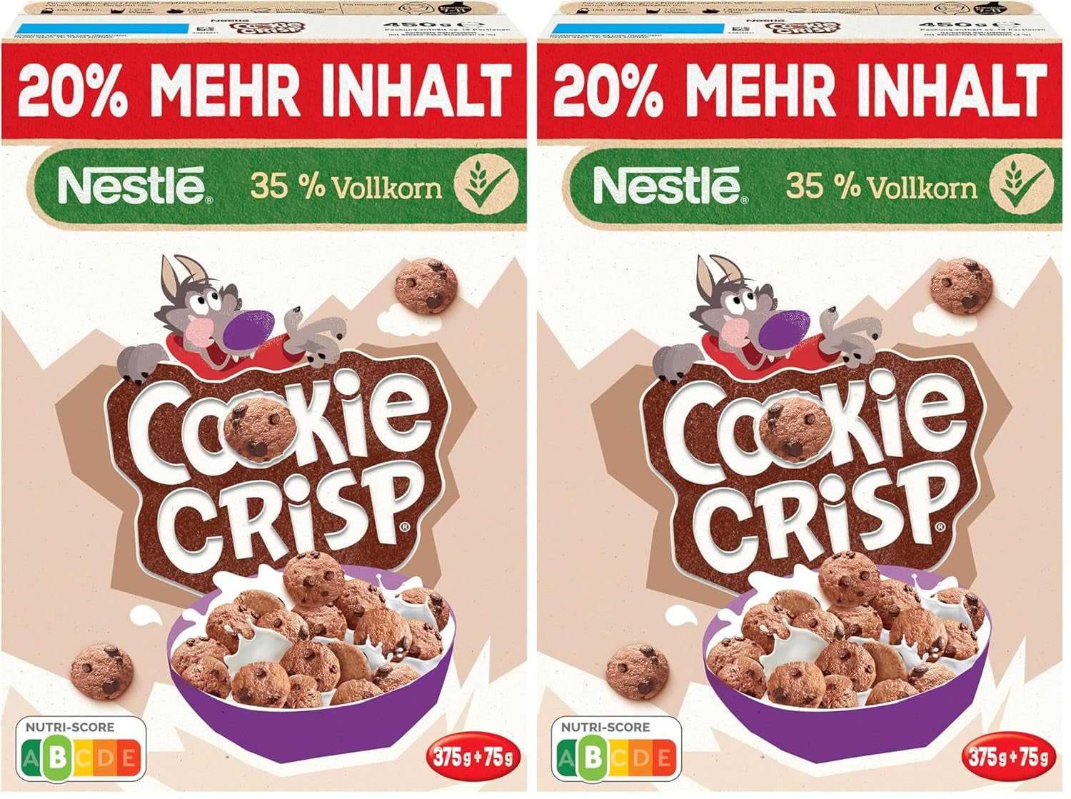 Nestlé Cookie Crisp (+20%), Pełnoziarniste ciasteczka śniadaniowe dla dzieci, opakowanie 1 szt. (1x450g)