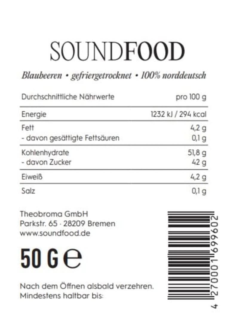 Borówki liofilizowane całe z Niemiec Zbiór 2023, 50 gramów Produkty suszone Naty Shop