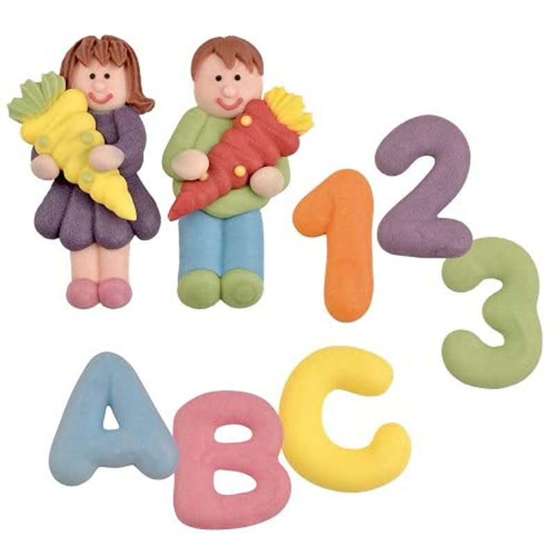 Günthart, 8 figurine de zahăr pentru începutul școlii și litere, 115 grame Sprinkles Naty Shop