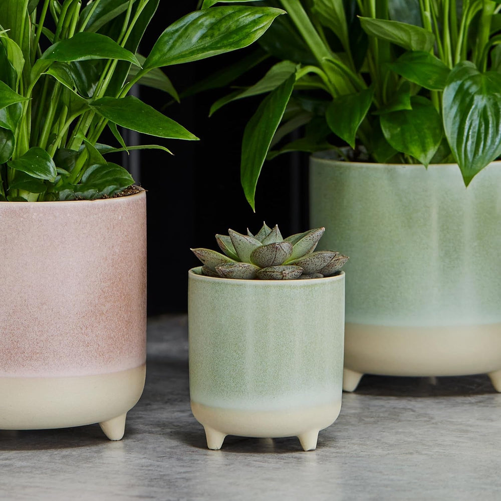 Ghiveci, ceramică, verde mentă, mat, reactiv, Î 8,5 cm x A 8 cm