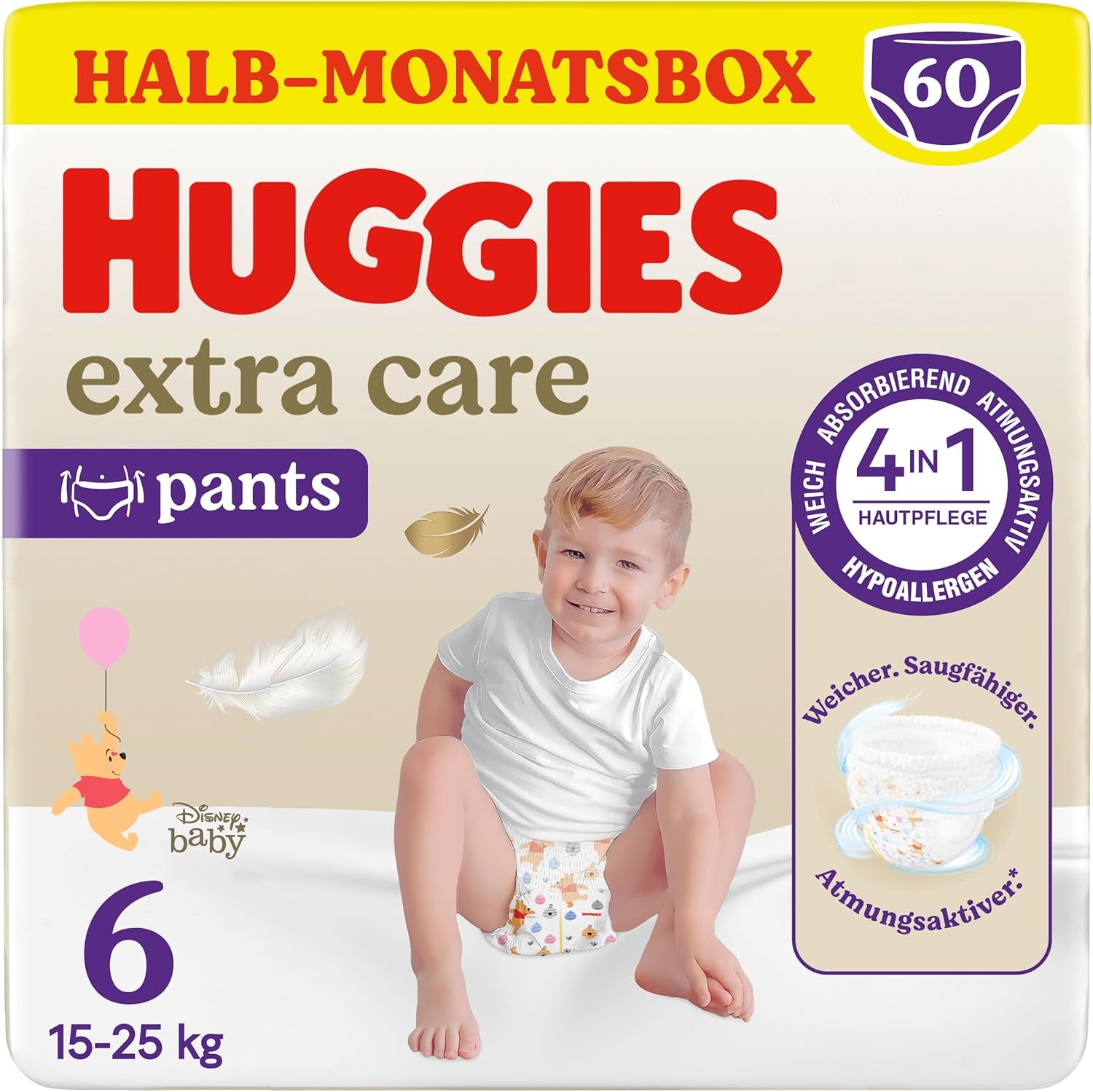 Spodnie Huggies Extra Care Disney Design Rozmiar 5 68 Pieluchy (2x34) Pudełko na pół miesiąca