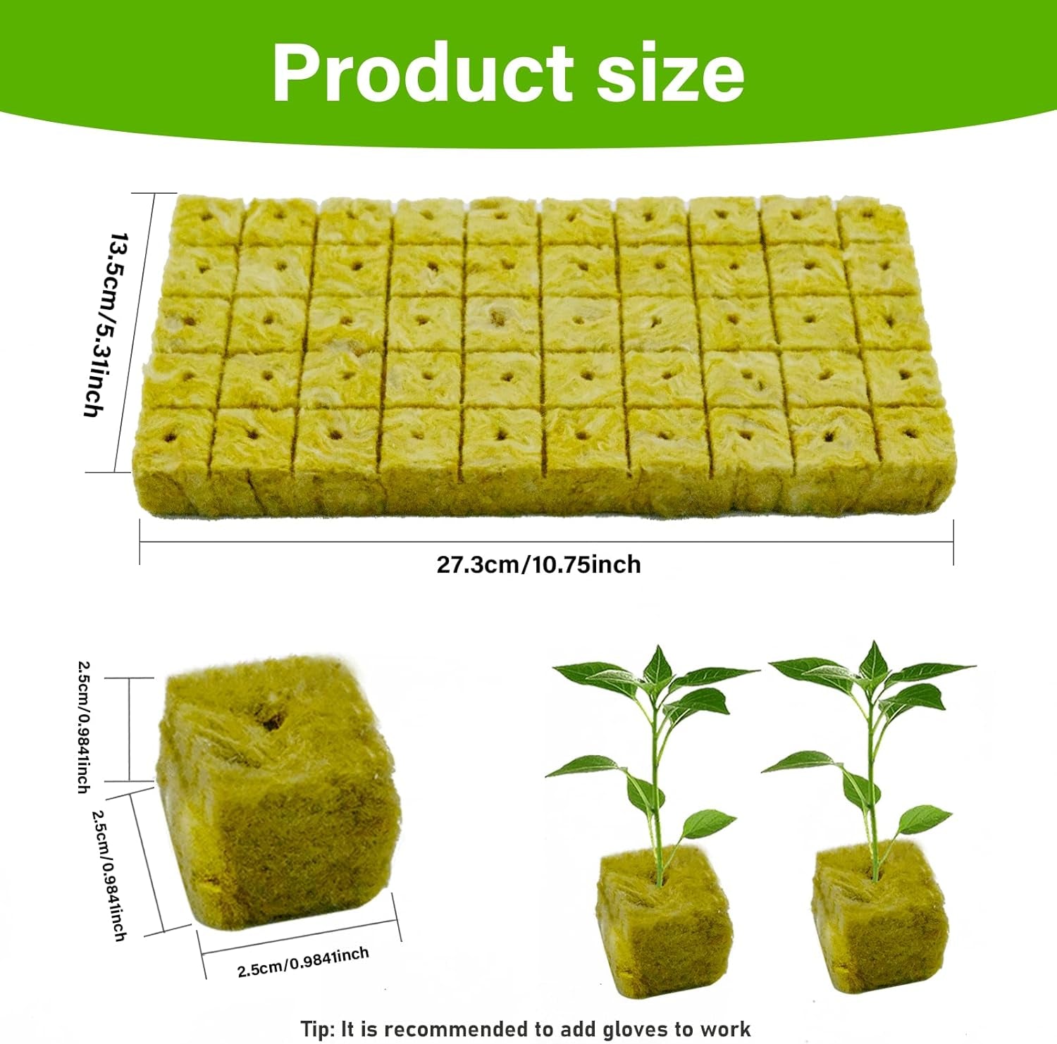 100 Stück Steinwolle Anzucht Würfel 2,5x2,5x2,5CM Kostka z wełny mineralnej Anzuchtmatte Steinwolle Anbau Hydrokultur Umpflanzen für Bodenlose Anzucht Setzlinge Stecklinge Klonpflanzen
