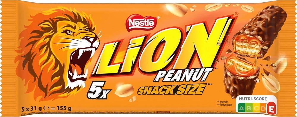 Batonik orzechowy w mlecznej czekoladzie, pyszne nadzienie karmelowe, orzeszki ziemne i chrupiący wafelek, opakowanie zbiorcze cukierków, 1 opakowanie (5 x 31 g)