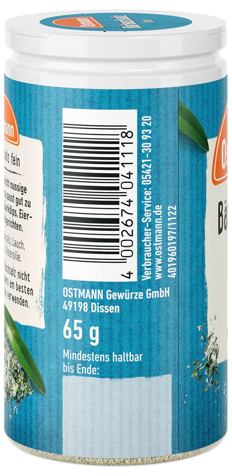 Ostmann Gewürze - Bärlauchsalz | Idealny dla Herzhaften Gemüse oder Fleischgerichten Recyclebare, nachfüllbare Streudose | 65 g w Streuerze