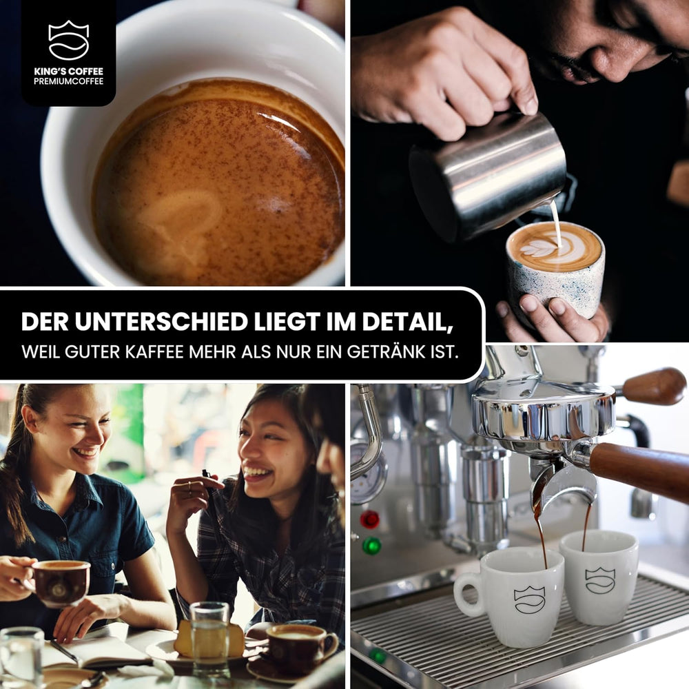 KING'S COFFEE - EDIȚIE NEAGRĂ - 1 kg Boabe de Cafea Crema Intense - Cafea cu Aciditate Scăzută - Prăjire în Loturi Mici din Italia - Boabe de Espresso Arabica Puternic (Amestec) pentru Aparate Complet Automate și Portafiltru