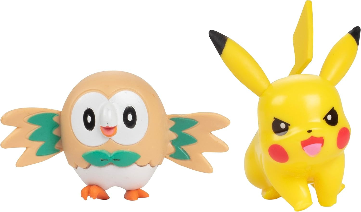 Bitwa Pokémon gotowa! 6-częściowy zestaw figurek - 11,4 cm Ash i wystrzeliwujący Pikachu, 5,1 cm Charmander, Rowlet, Piplup, Zorua - Oficjalna licencja - Prezent wielkanocny dla dzieci, chłopców i dziewcząt Figurki Naty Shop
