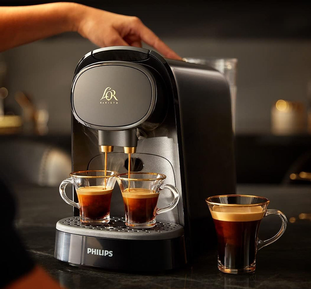 Espressor cu capsule PHILIPS LM8012/60 - Două doze, dublă plăcere, 1 sau 2 cești, Ristretto, Espresso, Lungo sau Grand Café Long, capsulă dublă, calitate autentică a espresso-ului, negru pian