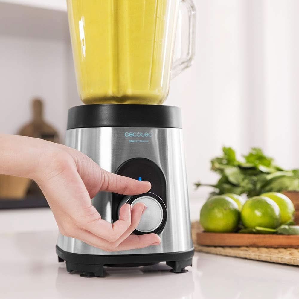 Mieszalnik Cecotec Glas Power Schwarz Titan 1000 INOX. 1000 W, Edelstahlgehäuse, 6-Blatt-Blatt Mit Schwarzer Titanbeschichtung, 1.5-L-Glaskrug, 5 Geschwindigkeiten [Energieeffizienzklasse a +] Kuchnia Naty Shop