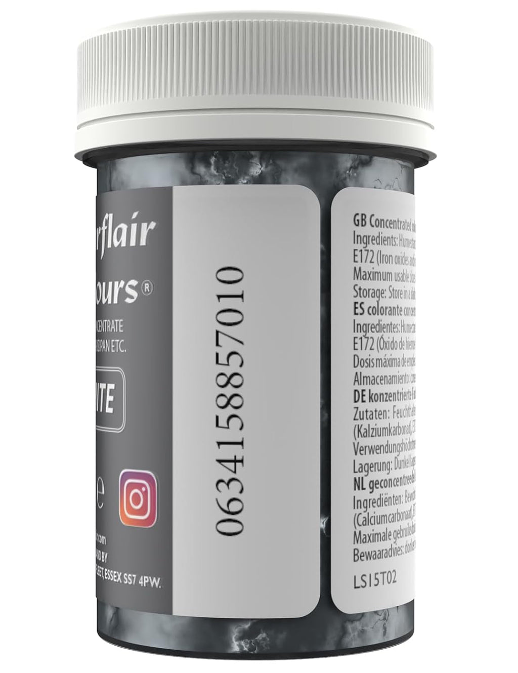 Pastă de colorant alimentar Sugarflair Grafit, colorant alimentar spectral concentrat pentru cremă de unt, pastă de zahăr, glazură, mixuri pentru prăjituri, macarons și multe altele! - 25g